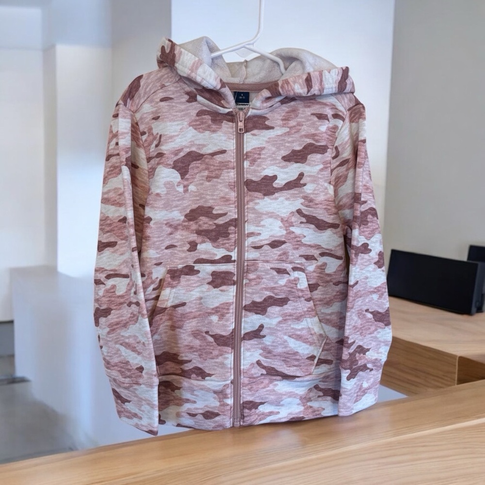 🆕 Old Navy Kids Pink Camo Full- Zip Hoodie Unisex Size S 6/7